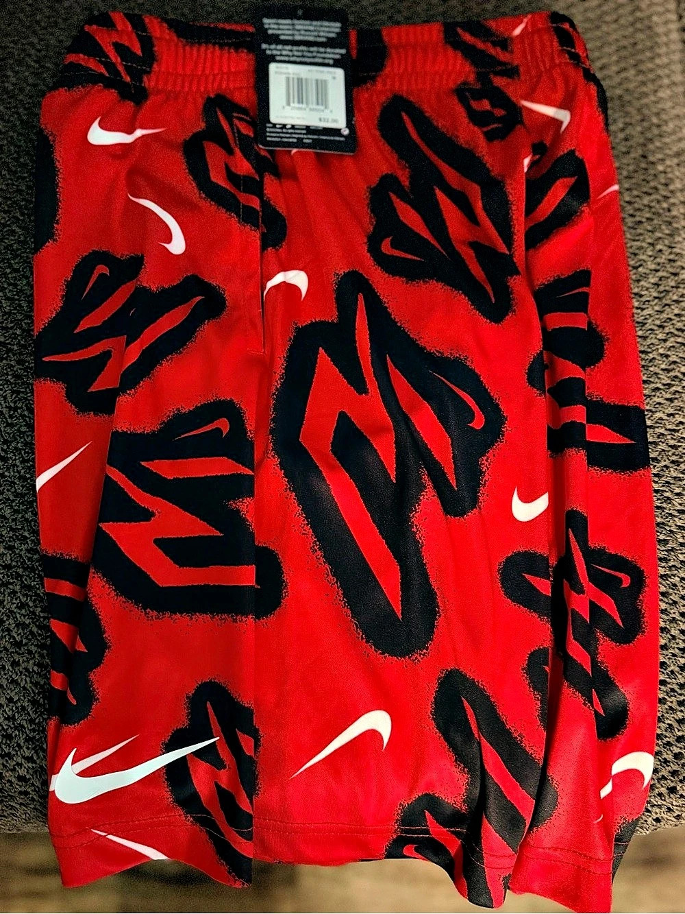 Nike Street Graffiti Basketball Sports Shorts Red & Black